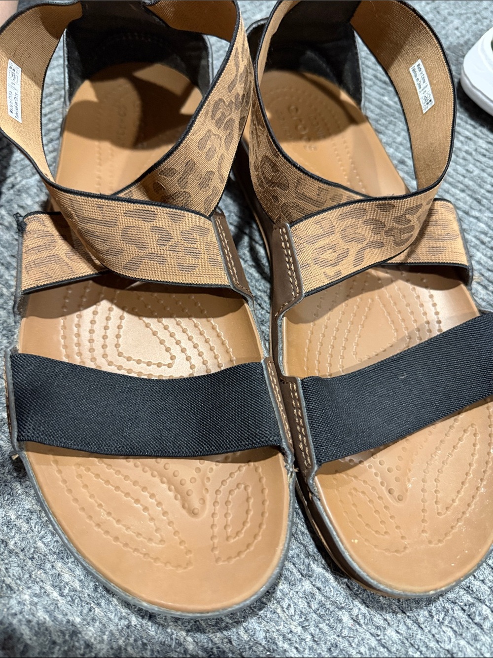 CROCS Women’s Leopard-Print and Black Elastic Strap Sandals